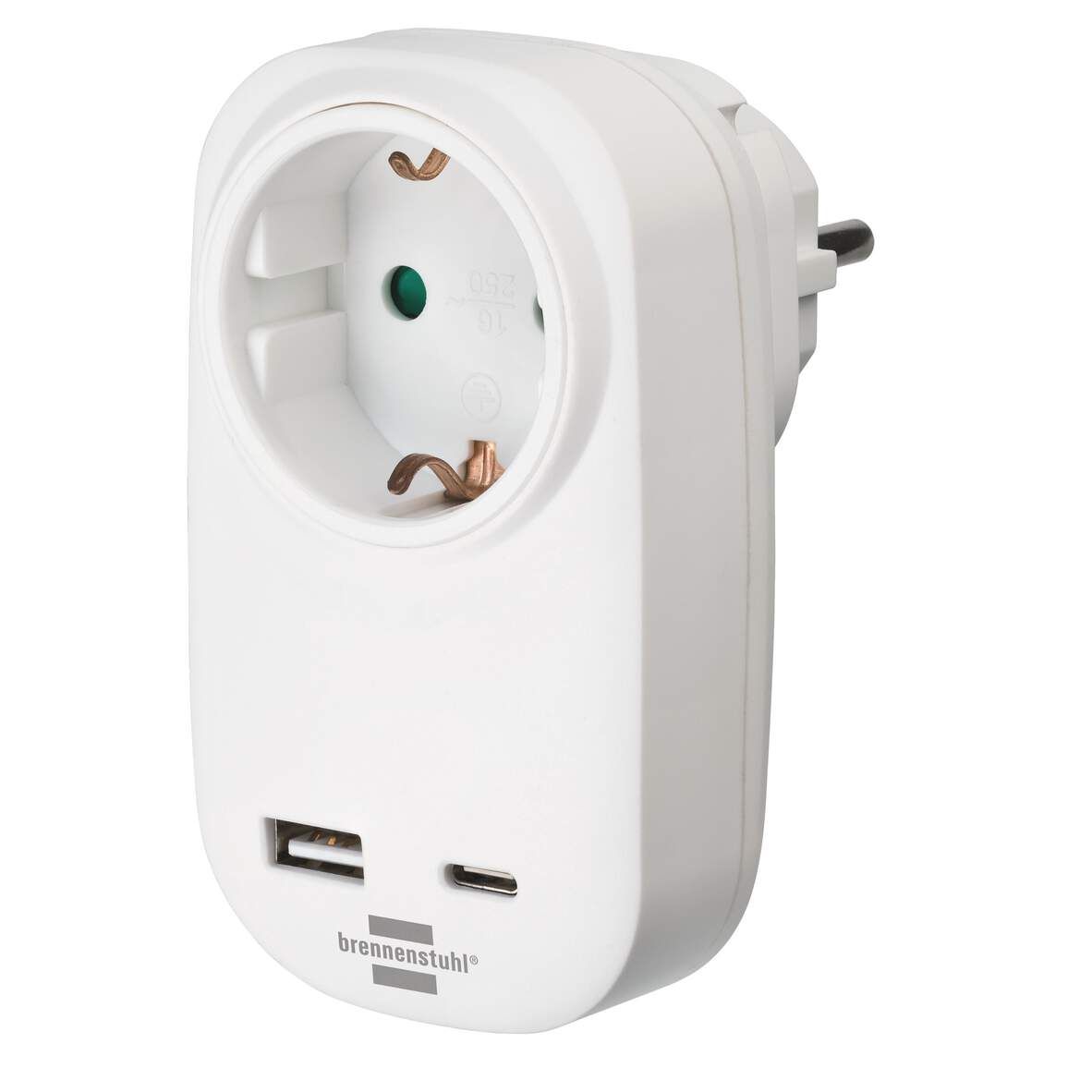 BRENNENSTUHL Steckdosenadapter 1xUSB-C PD 18W + 1xUSB-A
