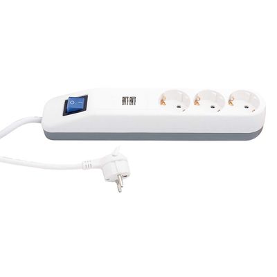 REV Steckdosenleiste ICE 3-fach mit Schalter 2xUSB weiß/grau