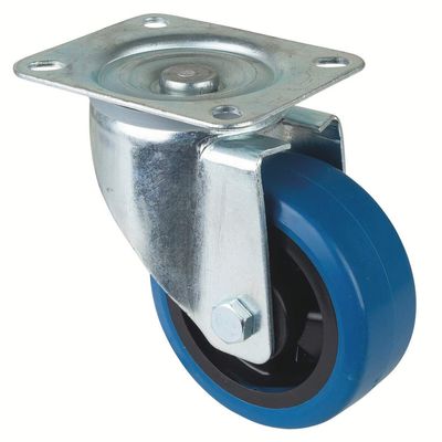 BS-ROLLEN Lenkrolle mit Platte DM 125mm elastik blau,Tragkraft 140kg
