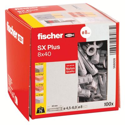 FISCHER Spreizdübel SX Plus 8X40 4fach-Spreizung,1Pkg.=100 Stück