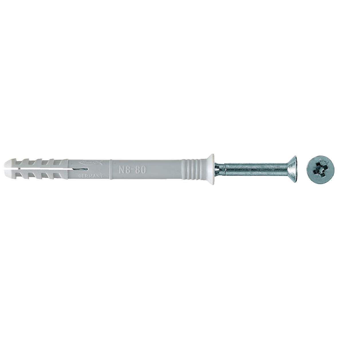 FISCHER Nageldübel N 8x120/80 S mit Nagelschraube,50 Stück