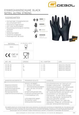 GEBOL Einweghandschuh Nitril Gr.S ungepudert schwarz 80 St.