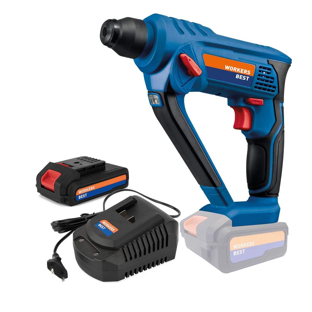 WORKERS BE Akku-Bohrhammer WB 18V-BSH CPF + 2,0 Ah-Startkit