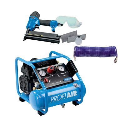 Set Kompressor Mobil 200/8/6 Silent mit Nagler und Schlauch