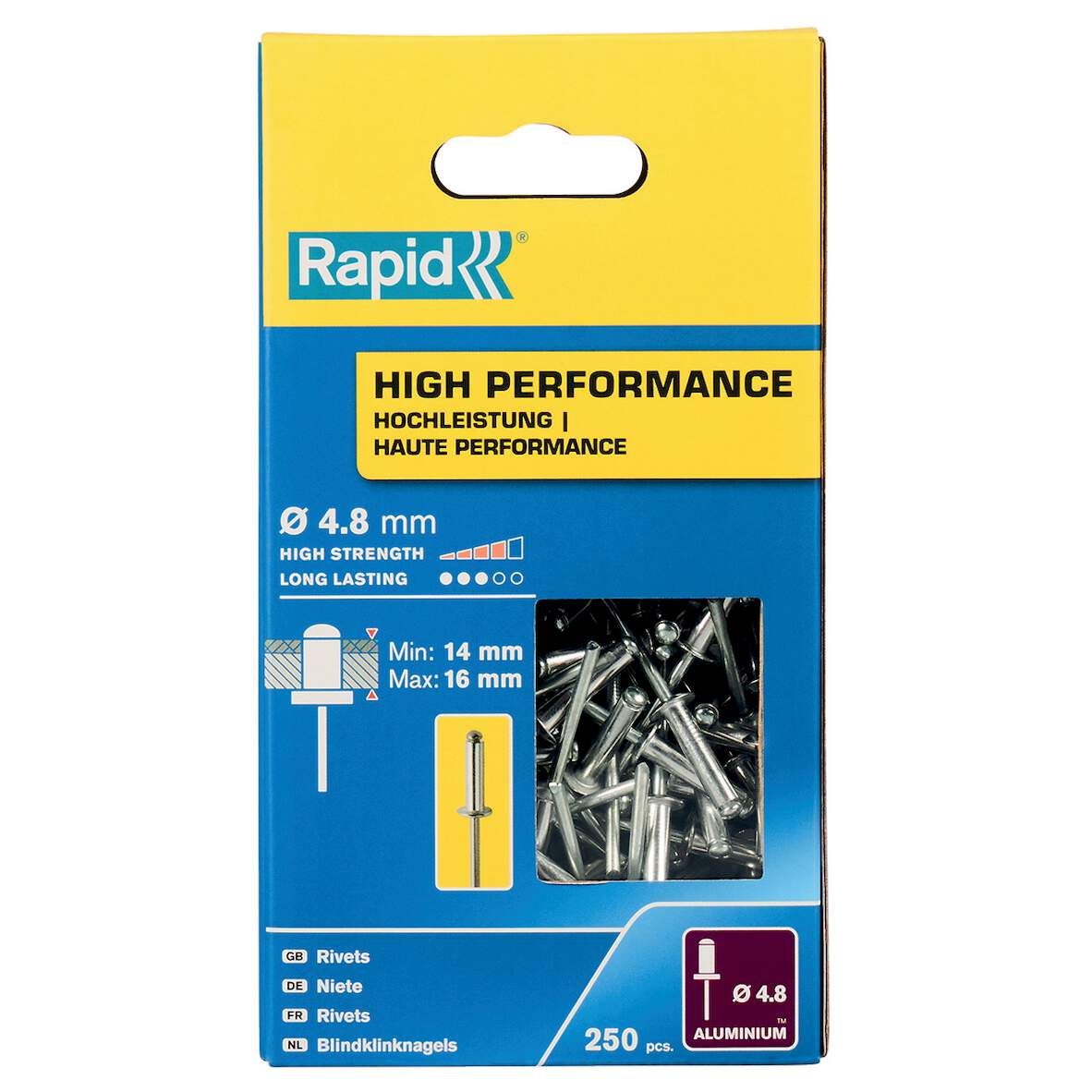 RAPID Blindniete universal DM 4,8x20mm Alu, 250 Stk/Schachtel