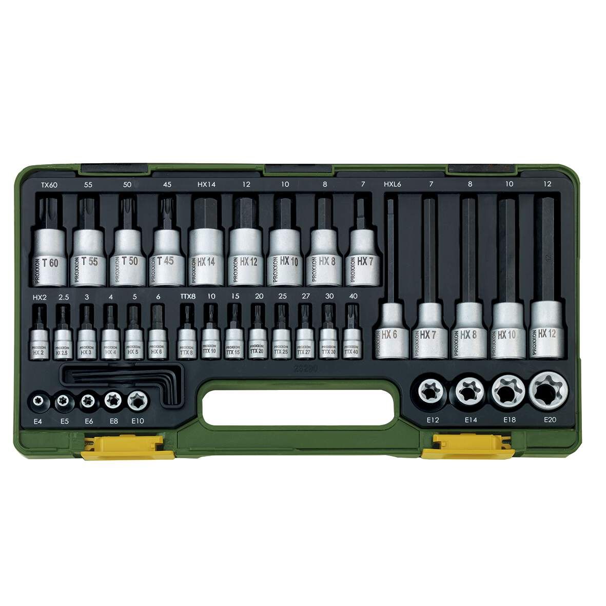 PROXXON Steckschlüsselsatz HEX und TX 1/2" und 1/4" 42-teilig