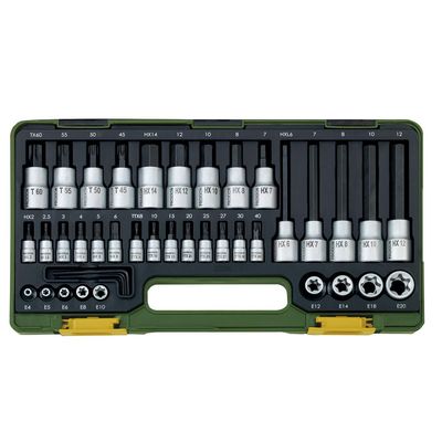 PROXXON Steckschlüsselsatz HEX und TX 1/2" und 1/4" 42-teilig