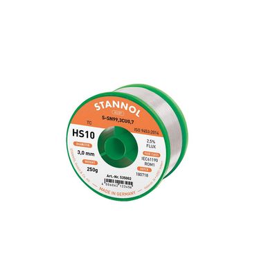 STANNOL Lötdraht HS10 250g, 2,5%, 3,0 Sn99Cu1