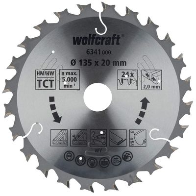 WOLFCRAFT Handkreissägeblatt HM für Akku Z24, 135x1,8x20mm Wechselzahn