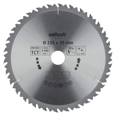 WOLFCRAFT Handkreissägeblatt HM Z=30 235x3,2x30mm Wechselzahn