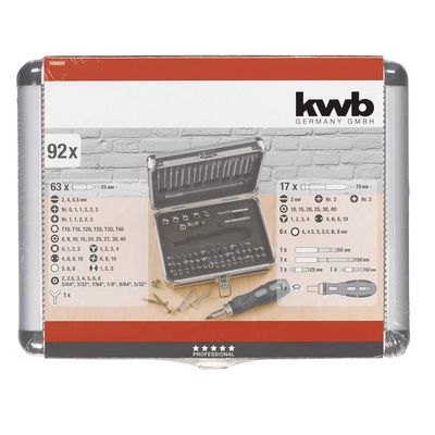KWB Bit-Set inklusive Schraubendreher mit Ratschenfür Alu-Koffer 92-teilig