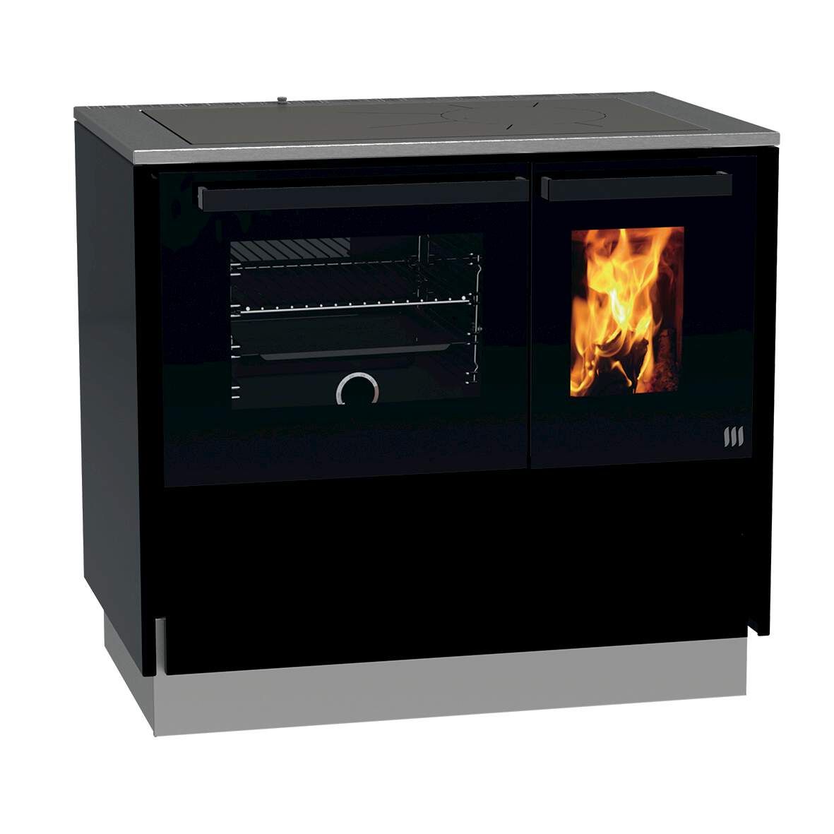 LOHBERGER Festbrennstoffherd Style 94 schwarz links