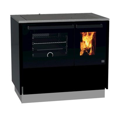LOHBERGER Festbrennstoffherd Style 94 schwarz links