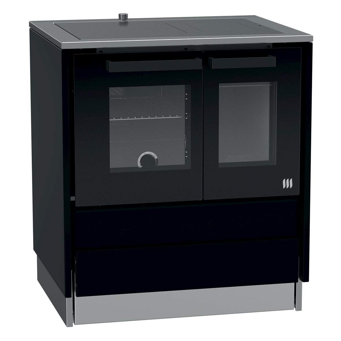 LOHBERGER Festbrennstoffherd Style 75 schwarz links