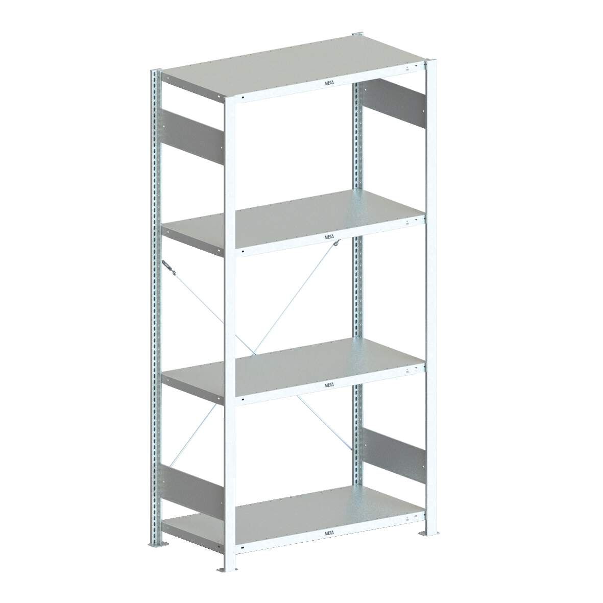 META Steckregal 150 Clip Set verzinkt GR 200x100x40cm, 4 Böden