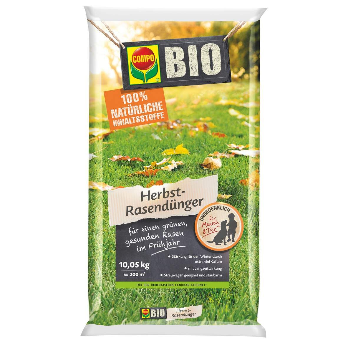 COMPO Herbst Rasendünger BIO 10,05kg, ca. 200m2