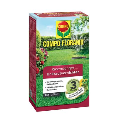 COMPO Rasendünger plus Unkrautvernichter 3kg für 100m2