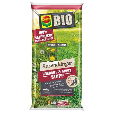 COMPO Rasendünger BIO 10kg Unkraut und Moos Stopp