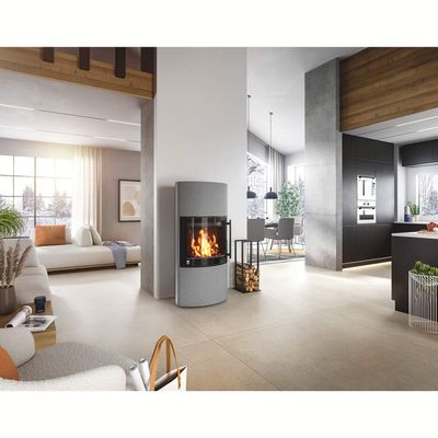 DROOFF Kaminofen Catania StilBeton basalt sandgestrahlt