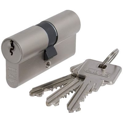 ABUS Doppelzylinder vernickelt E60 30/40 mit 3 verschiedenen Schlüsseln