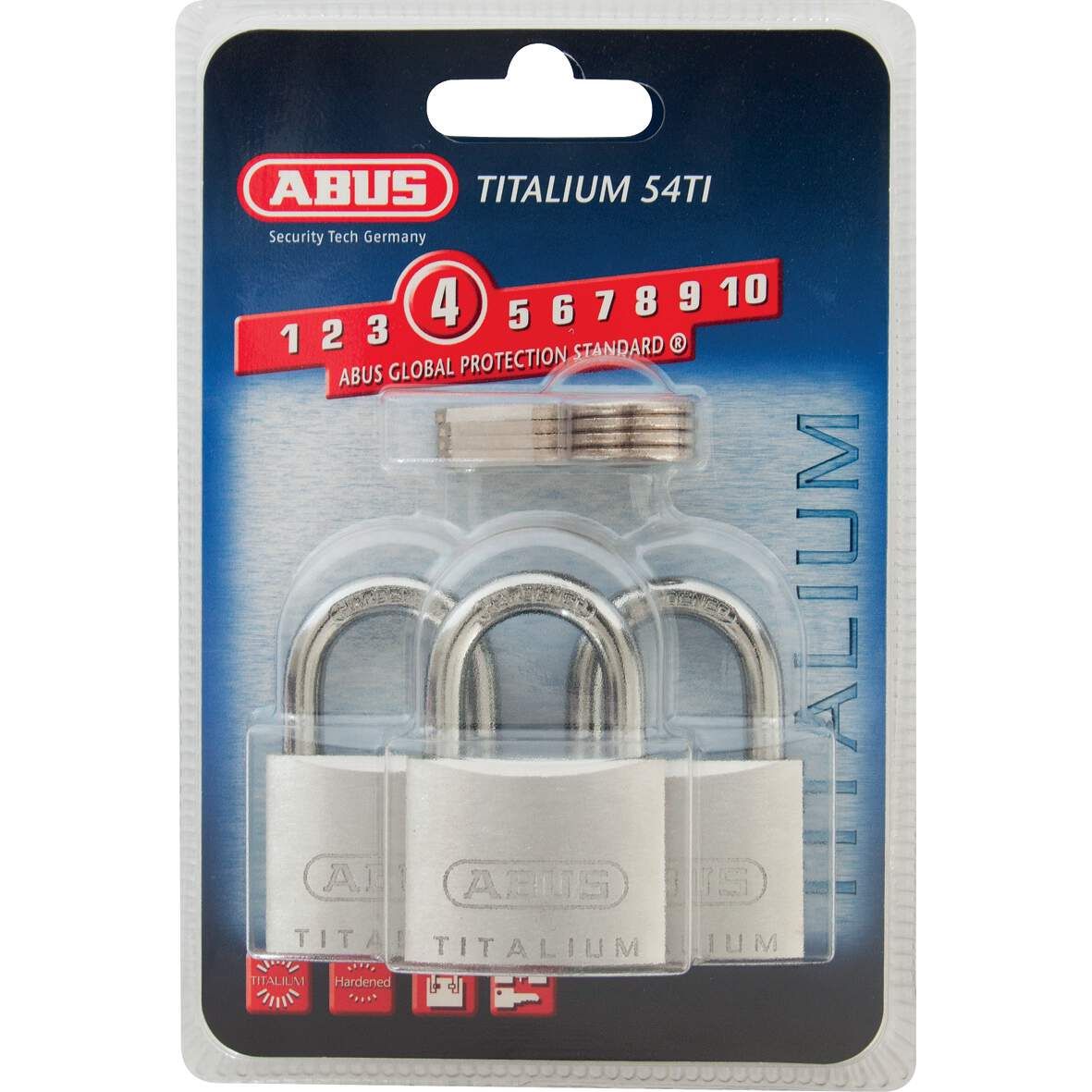 ABUS Vorhangschloss Titalium 54TI/40 Triples,inklusive 2 Schlüssel