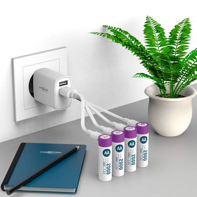 ANSMANN Li-Ion-Akkus AA 1,5V 1800 mAh 4er-Pack Typ 2000 USB-C Charge