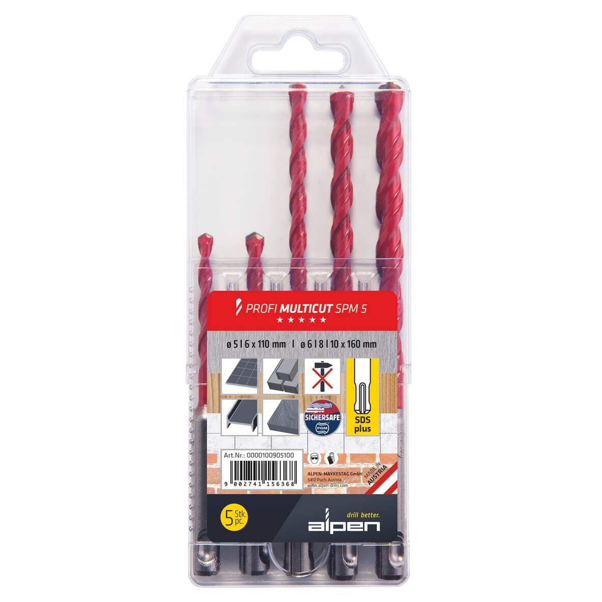 ALPEN HM-UniversalbohrerSet Multicut SDS-plus 5-10mm 5-teilig