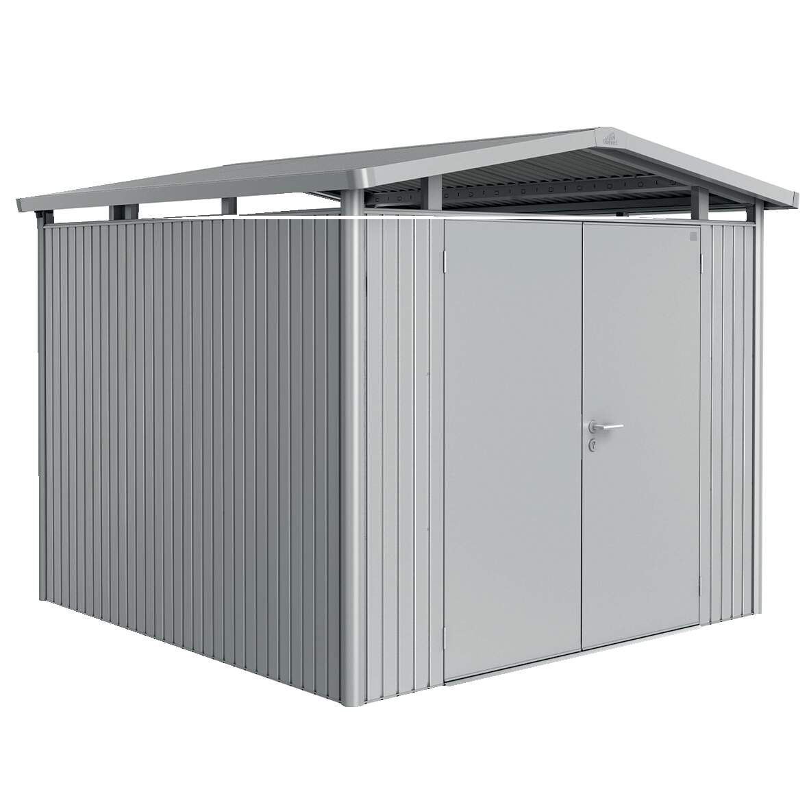 BIOHORT Gerätehaus Panorama Größe P4 silber-metallic mit Doppeltür