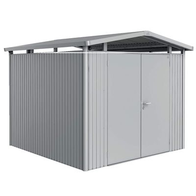 BIOHORT Gerätehaus Panorama Größe P4 silber-metallic mit Doppeltür