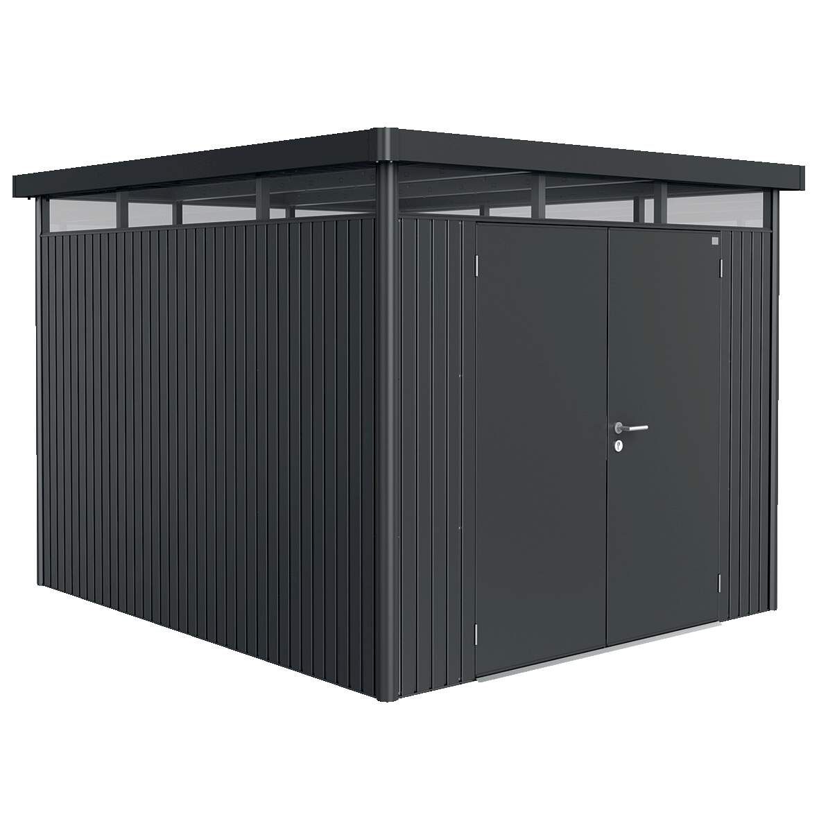 BIOHORT Gerätehaus HighLine Größe H5 dunkelGröße -metallic, Doppeltür