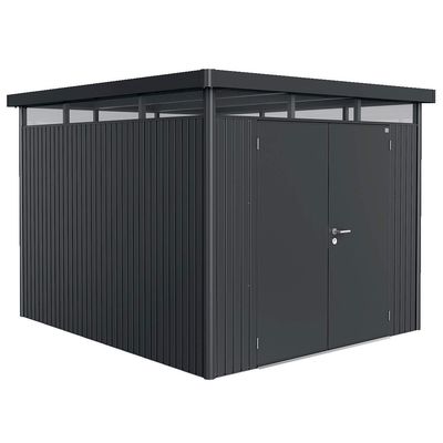 BIOHORT Gerätehaus HighLine Größe H5 dunkelGröße -metallic, Doppeltür
