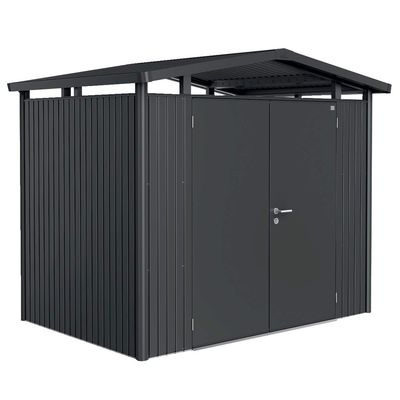 BIOHORT Gerätehaus Panorama Größe P2 dunkelgrau-metallic mit Doppeltür
