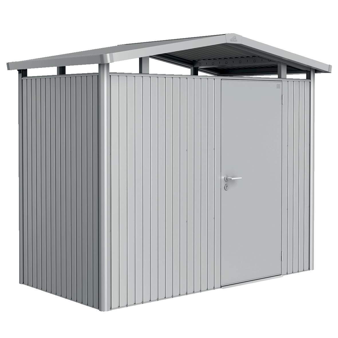 BIOHORT Gerätehaus Panorama Größe P1 silber-metallic mit Standardtür