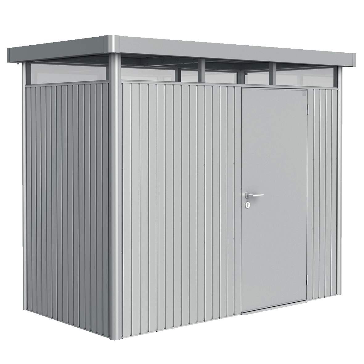 BIOHORT Gerätehaus HighLine Größe H1 silber-metallic, Standardtür