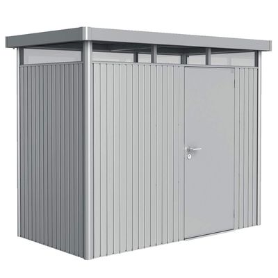 BIOHORT Gerätehaus HighLine Größe H1 silber-metallic, Standardtür