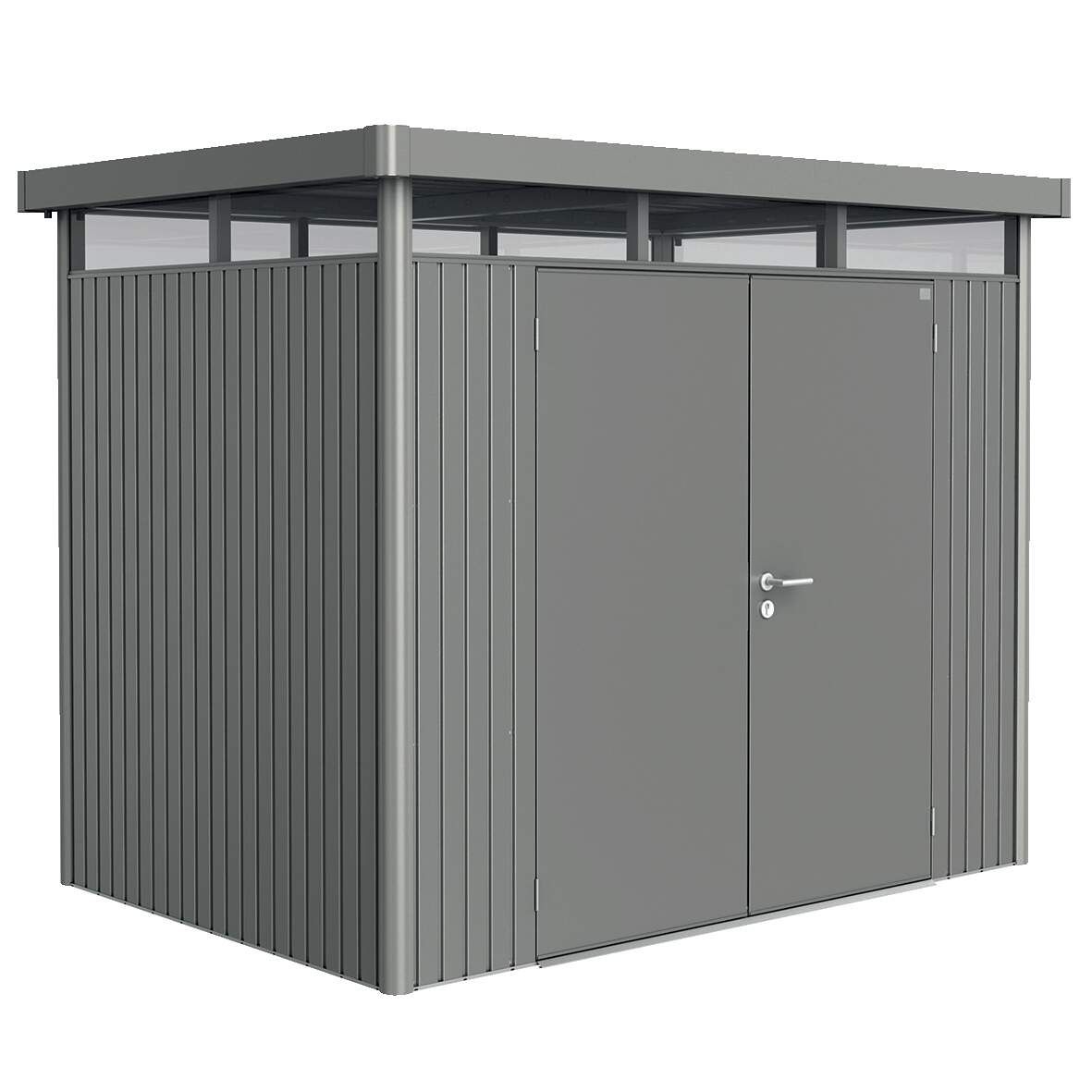 BIOHORT Gerätehaus HighLine Größe H2 quarzGröße -metallic mit Doppeltür