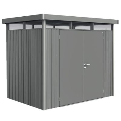 BIOHORT Gerätehaus HighLine Größe H2 quarzGröße -metallic mit Doppeltür