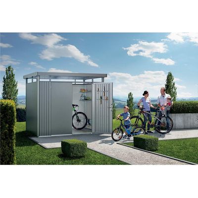 BIOHORT Gerätehaus HighLine Größe H2 quarzGröße -metallic mit Doppeltür