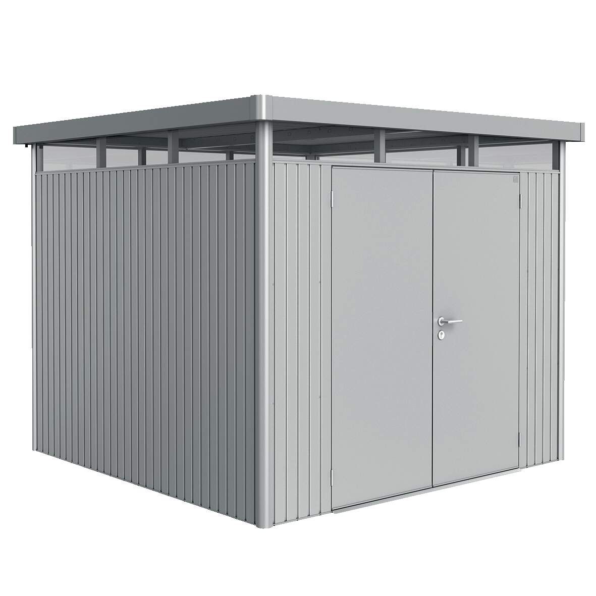 BIOHORT Gerätehaus HighLine Größe H4 silber-metallic, Doppeltür
