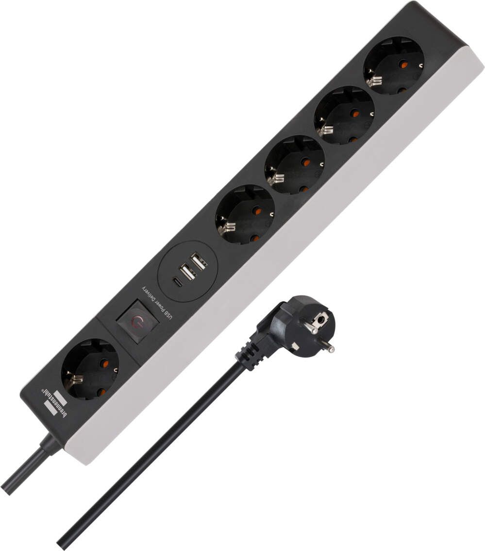 BRENNENSTU Steckdosenleiste 5fach 1xpermit 4x On/Off, 2xUSB-A, 1xUSB-C PD