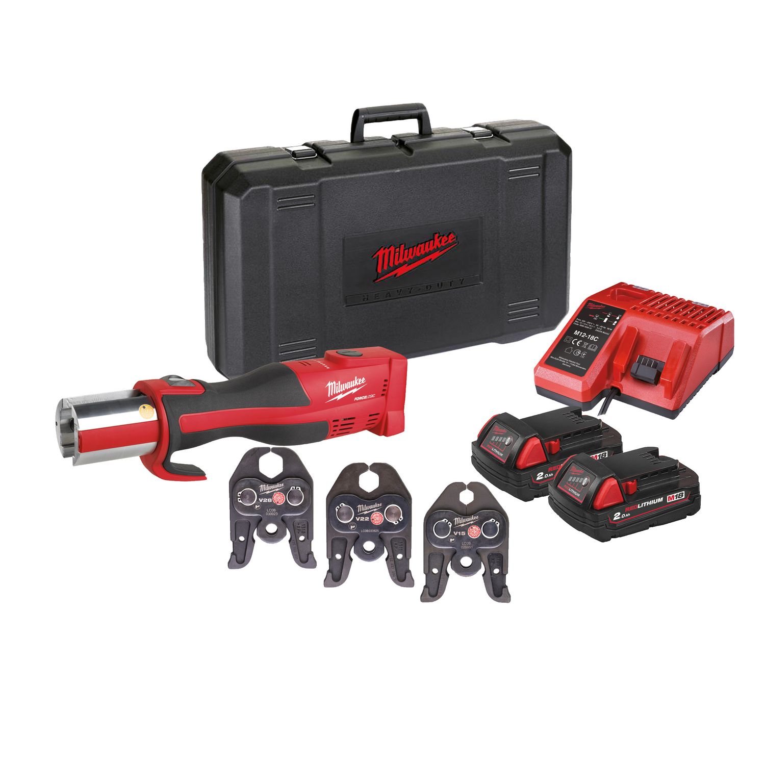 MILWAUKEE Bürstenloses Akku-Presswerkzeug (Sanitär) M18BLHPT-202C V-Set