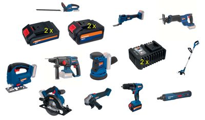 WORKERS BEST Mega Akku-Maschinen Set "Ferro Rosso" 17 teilig