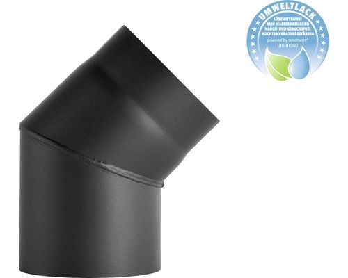 BERTRAMS Ofenrohr Bogen 45° starr DM 120mm schwarz ohne Tür Seno