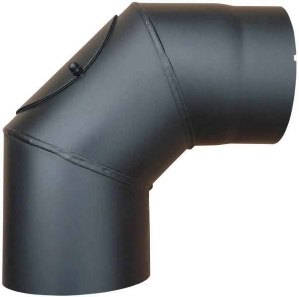 BERTRAMS Ofenrohr Bogen 90° starr DM 150mm schwarz mit Tür Seno