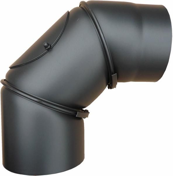 BERTRAMS Ofenrohr Bogen 0-90° verstellb DM 150mm schwarz mit Tür Seno