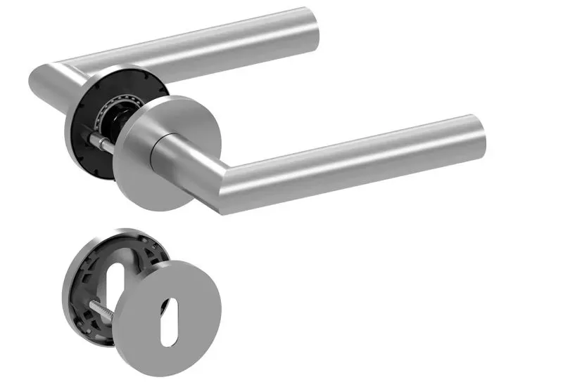 QOLIBRI runde Rosettengarnitur Slidebloc® Ultra 1106 Edelstahl, Typ: Buntbart