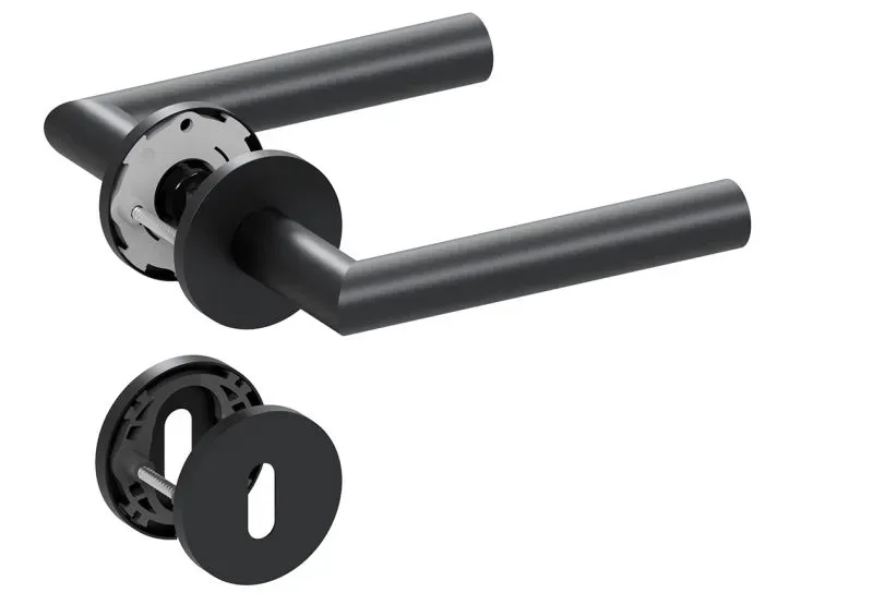 QOLIBRI runde Rosettengarnitur Slidebloc® Ultra 1106 Black satin, Typ: Buntbart