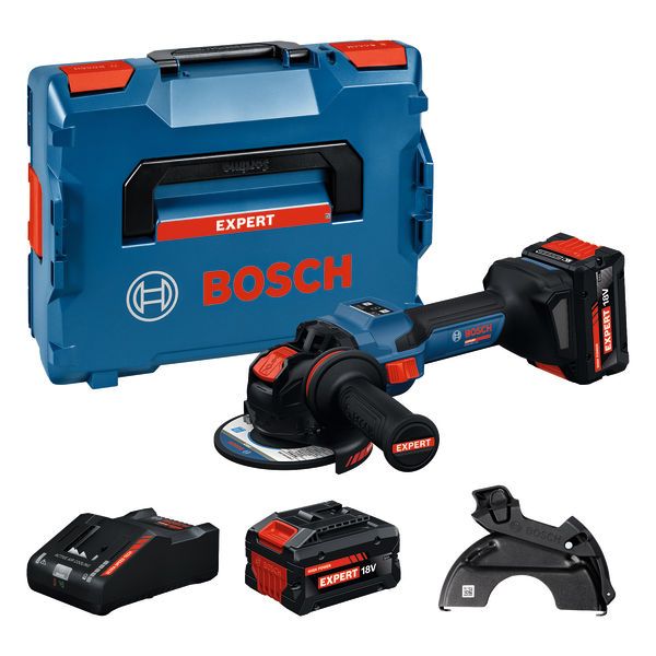 BOSCH EXPERT Akku-Winkelschleifer mit X-LOCK EXWX18V-15S, 2 x EXBA18V-80 - BOSCH EXPERT EXWX18V-15S Akku-Winkelschleifer-Set