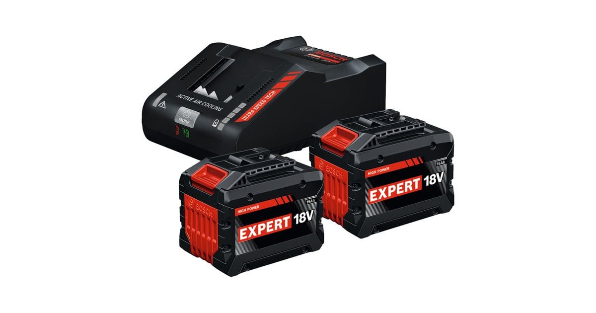 BOSCH EXPERT Starter-Set 2x EXBA18V-150 + EXAL18V-160 - BOSCH EXPERT Starterset mit zwei 18V 15Ah Akkus und Ladegerät