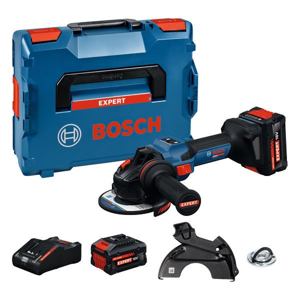 BOSCH EXPERT Winkelschleifer EXWS18V-15S, 2 x EXBA18V-80 - BOSCH EXPERT EXWS18V-15S Akku-Winkelschleifer-Set
